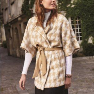 Anthropologie Houndstooth Wrap Coat